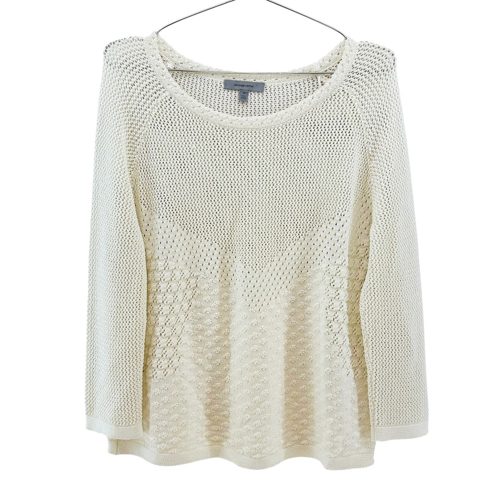 CLASSIQUES ENTIER Linen Textured Sweater • Medium • cream chic coastal preppy